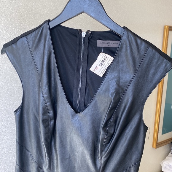 Alassandro Miele black body con faux leather dress size S - Picture 2 of 12